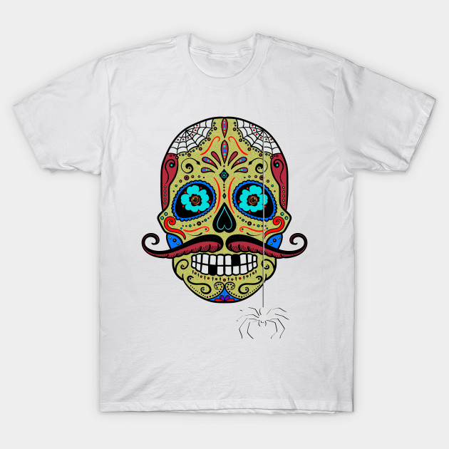 Sugar Skull Mustache Spider T-Shirt-TOZ